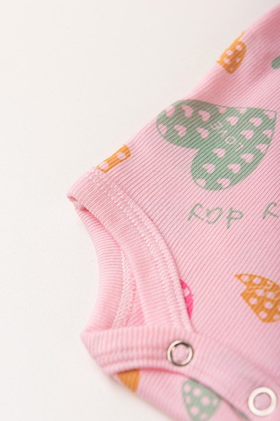 Body Bebê Feminino Manga Longa Canelado Rosa Corações (RN/P/M/G) - Top Chot - Imagem 3