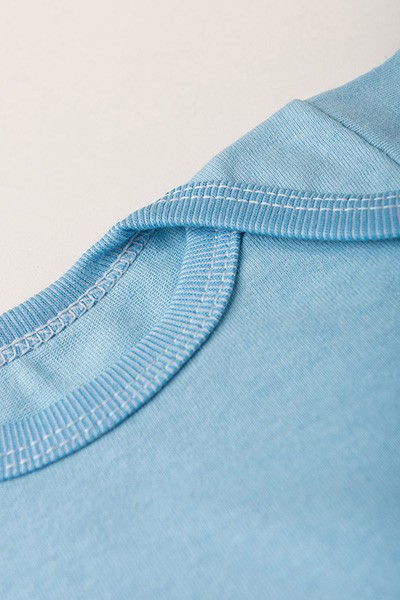 Body Bebê Masculino Meia Malha Azul Liso Manga Curta (RN/P/M/G) - Bebê Fofuxo - Imagem 2