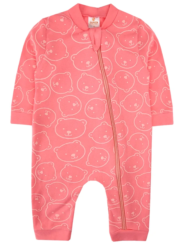 Macacão Infantil Suedine Urso Dapeen 20801 Coral