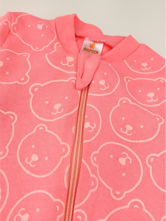 Macacão Infantil Suedine Urso Dapeen 20801 Coral - Imagem 2